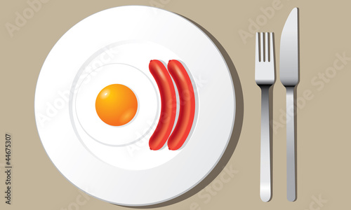 Fried egg and sausages vector