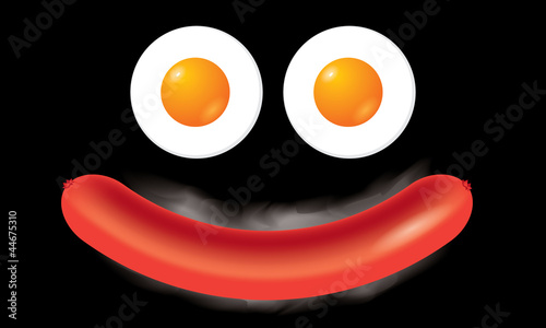 Fried eggs and sausage vector