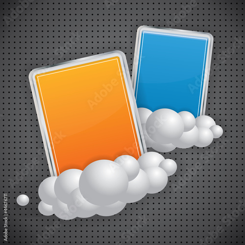 Abstract background with boards on clouds