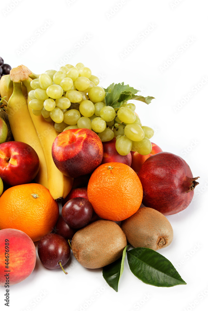 Fresh fruits isolated on a white background. Set of different fr Fresh fruits isolated on a white background. Set of different fr