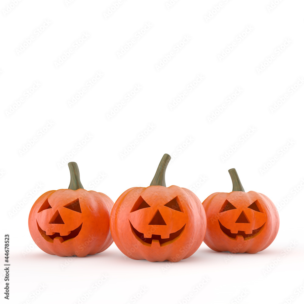 Halloween - lachende Kürbisse auf weißem Hintergrund Halloween - lachende Kürbisse auf weißem Hintergrund