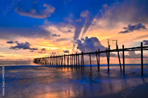 wood bridge to the sea