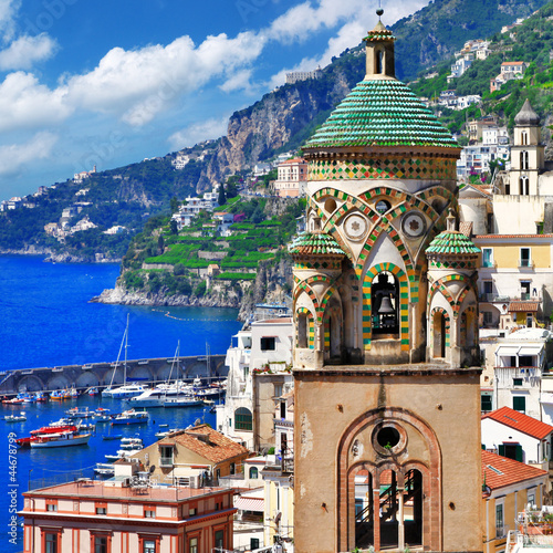 beautiful Amalfi, Italy. view with church