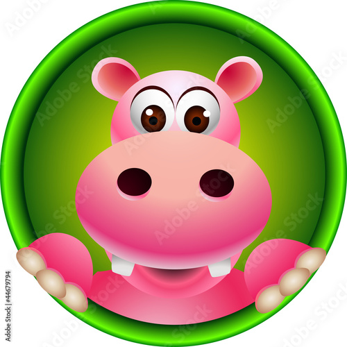 cute hippo head cartoon