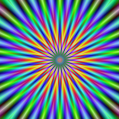 Fototapete Psychedelisch Blumenstern psychedelisches Farbmuster  © Objowl