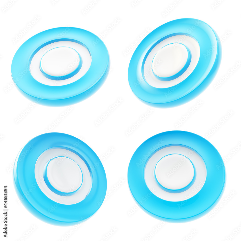 Set of four copyspace round circle buttons isolated Set of four copyspace round circle buttons isolated
