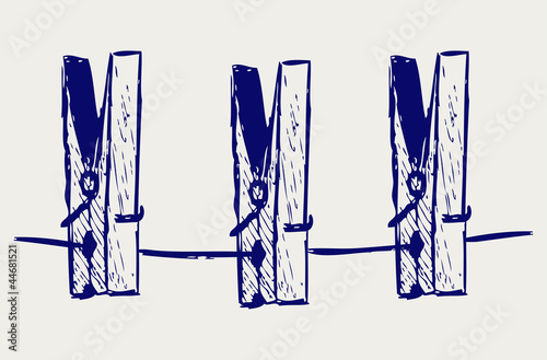 Clothespins on rope