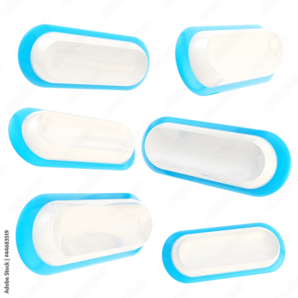Six glossy blue banner copyspace template buttons Six glossy blue banner copyspace template buttons