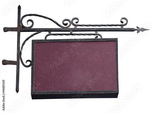 Old signboard. Isolated on white, with clipping path.