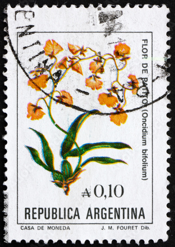 Postage stamp Argentina 1983 Orchid, Oncidium Bifolium