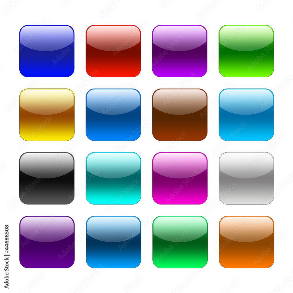 Blank colour web buttons on white background Blank colour web buttons on white background