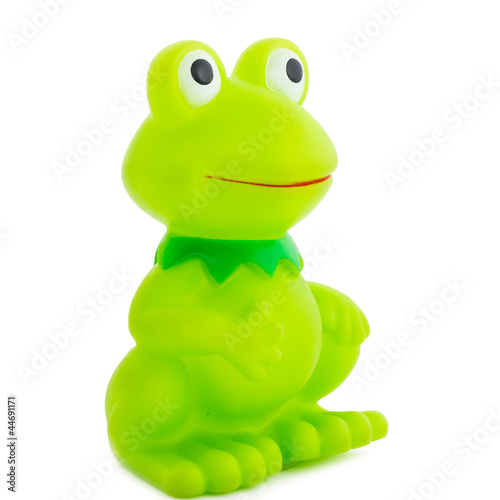 The toy Cheerful green frog smiles.4