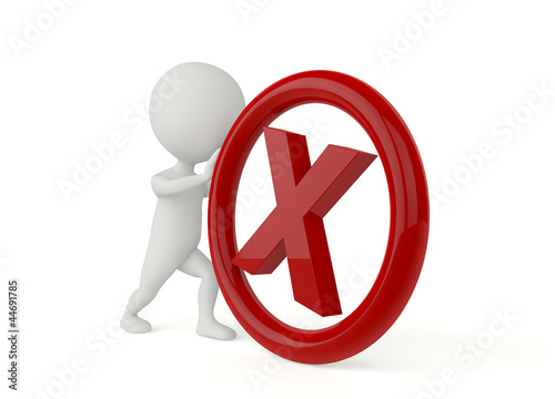 3d humanoid character with a  x sign