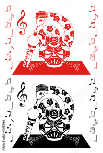 13年巳年年賀状用イラスト素材 蛇使い 赤黒２点セット Stock Vector Adobe Stock