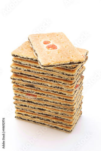 vertical stacked biscuits with grape filling photo