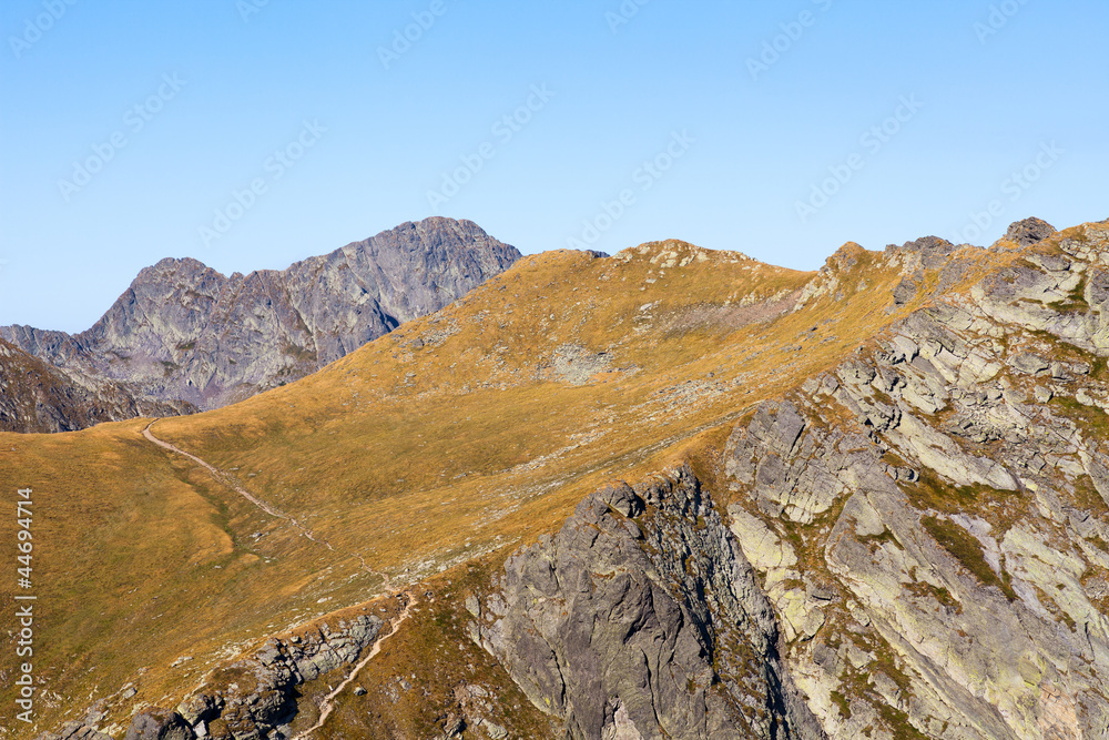 Landscape of Fagaras mountains in Romania, in a summer day