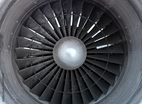 Turbine of airplane, closeup