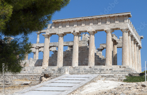 Classical ancient temple at Aegina island in Greece.
