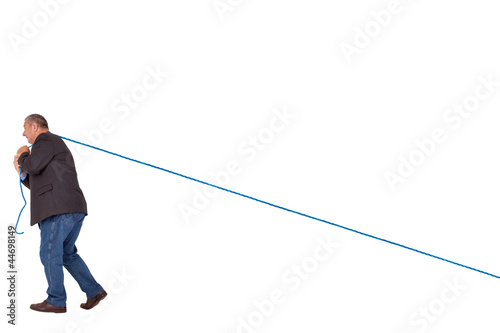 Man pulling on rope