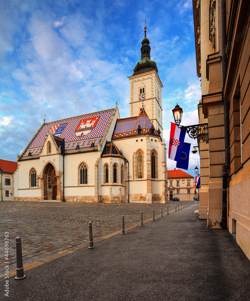 Fototapeta premium St. Mark's Church in Zagreb, Croatia.