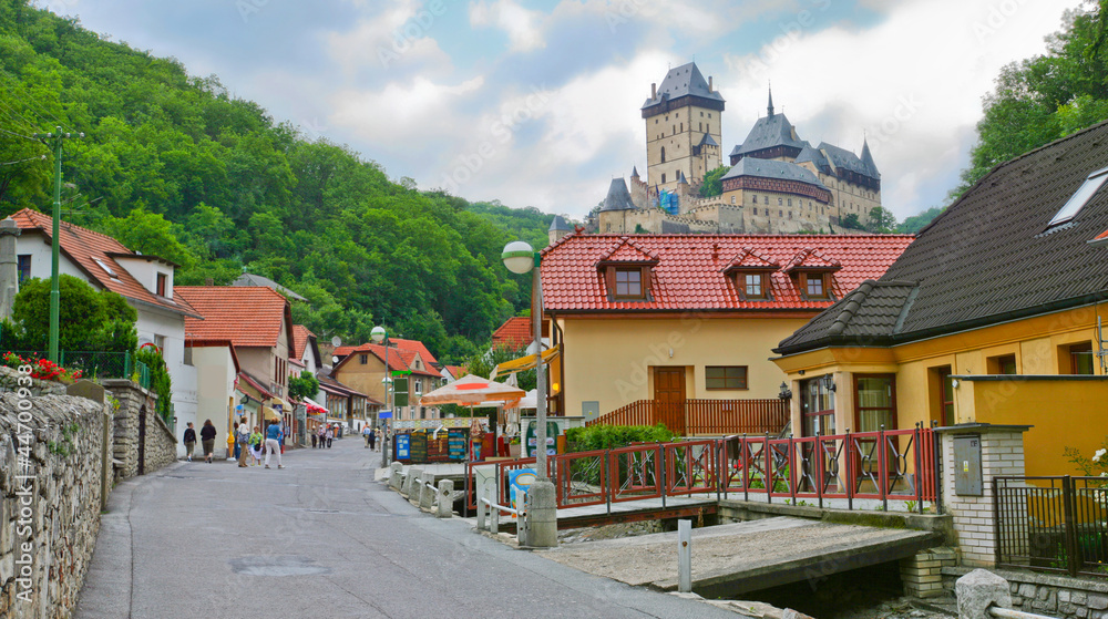 main road to the castle Karlstejn