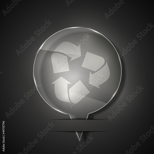 Vector glass recycle icon on gray background. Eps 10