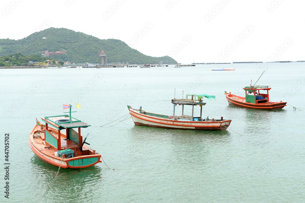 Small fishing boats near the island