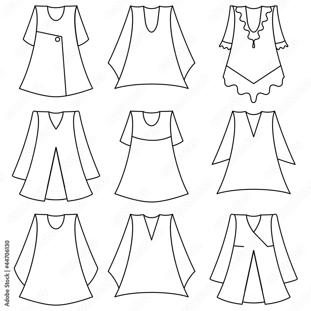 Vector set of fashionable dresses for girl Vector set of fashionable dresses for girl