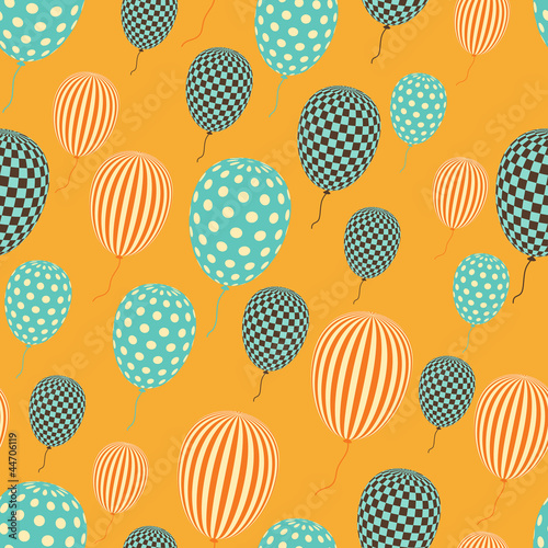 Vector seamless in retro style pattern, flying balloons.