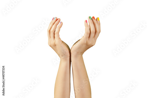 Beautiful woman hands with manicure
