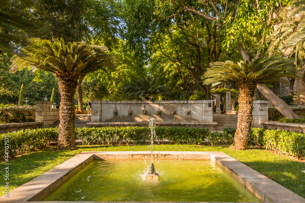 Fountain near cathedral at Palma de Mallorca