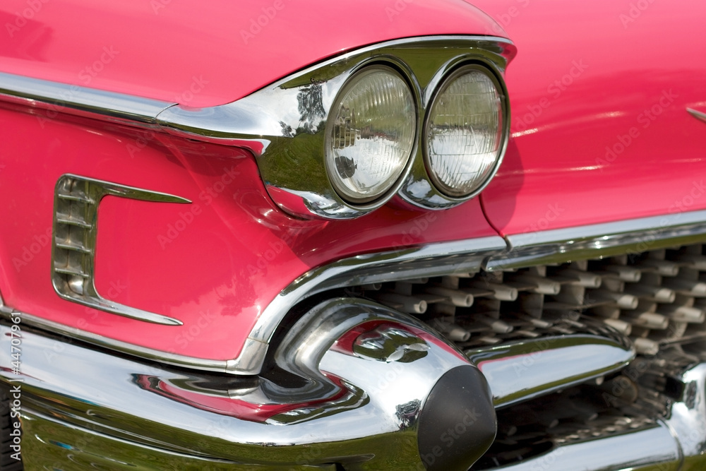 headlights of a classic car Stock Photo | Adobe Stock