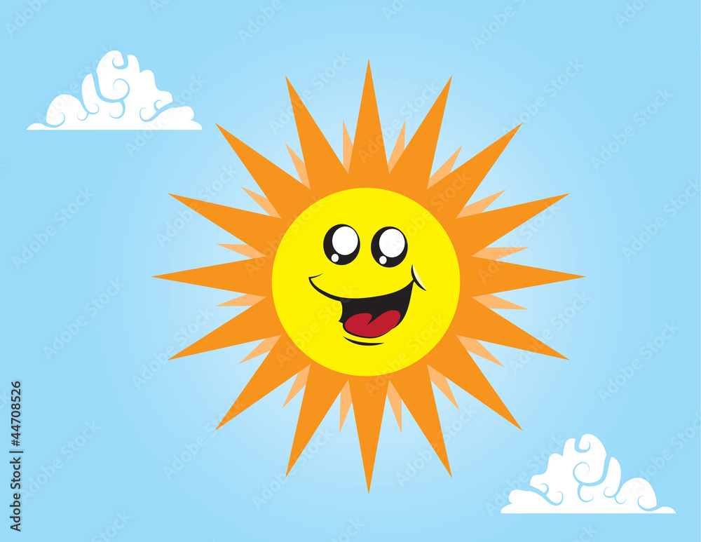 Sun cartoon character in the sky