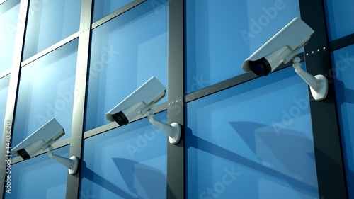 three security camera in action