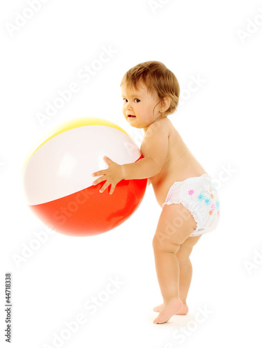Cute baby with ball isolate...