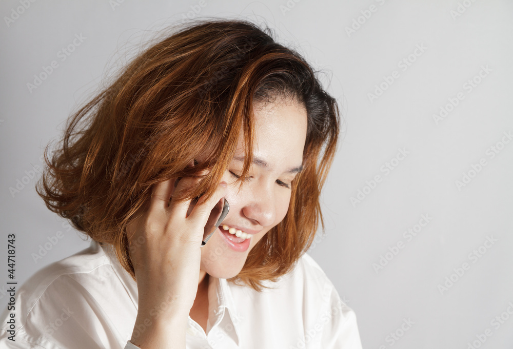 Closeup portrait of cute young business woman