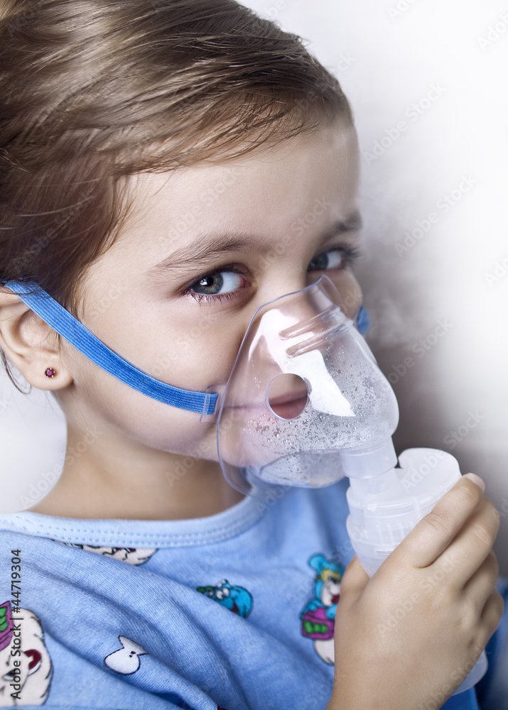 girl was breathing mask treat cough girl was breathing mask treat cough