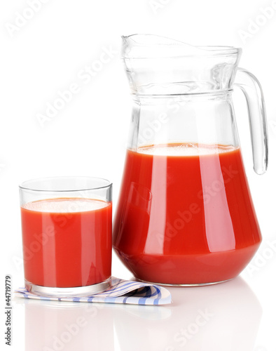 Wallpaper Mural Tomato juice in pitcher and glass isolated on white Torontodigital.ca