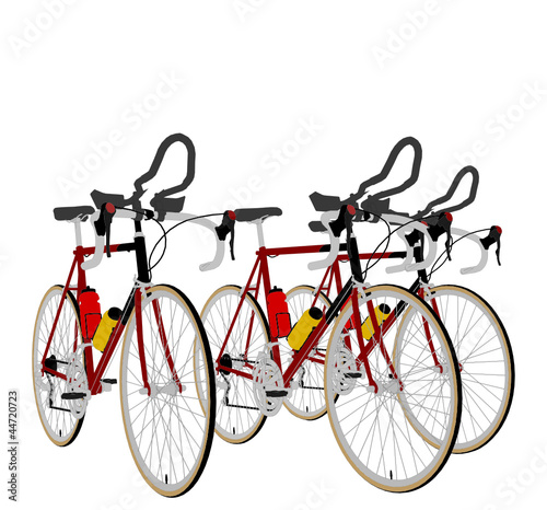 Three Bikes In The Line Race Vector 07