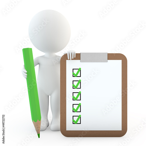 3d small people clipboard with pen