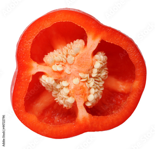 a hafr of bell pepper on white background photo