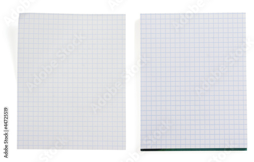 checked note paper isolated on white