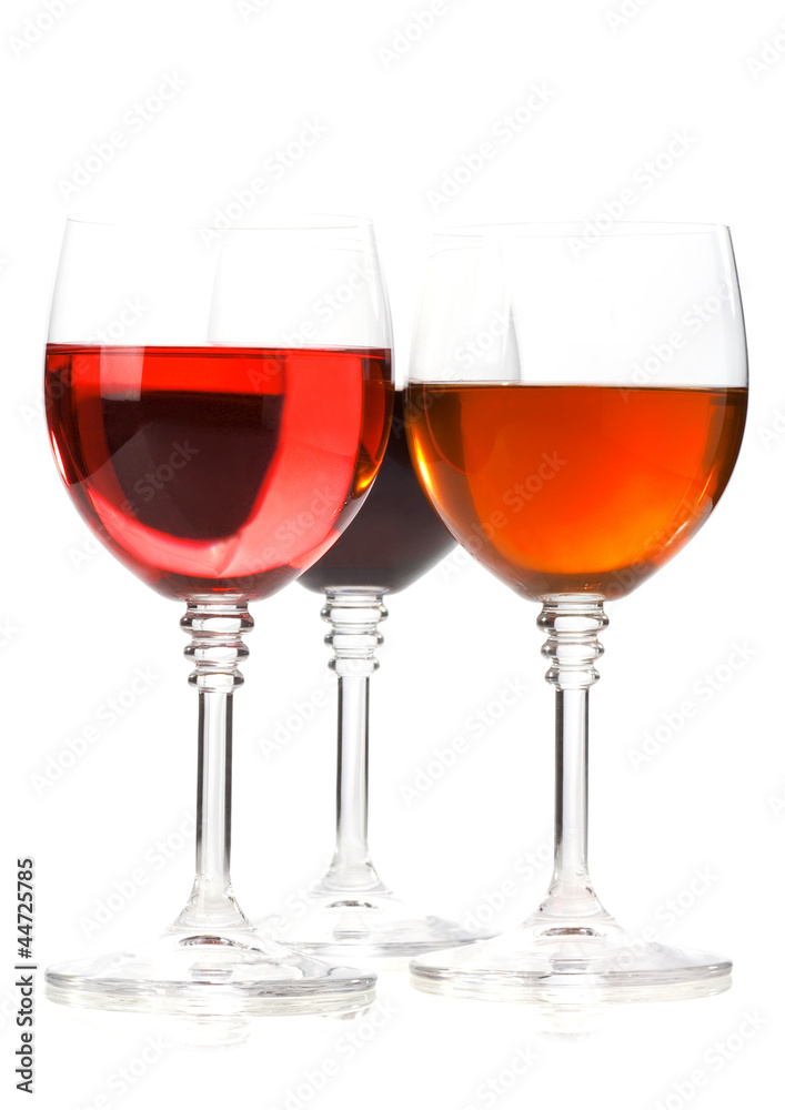 wine in glass isolated on white