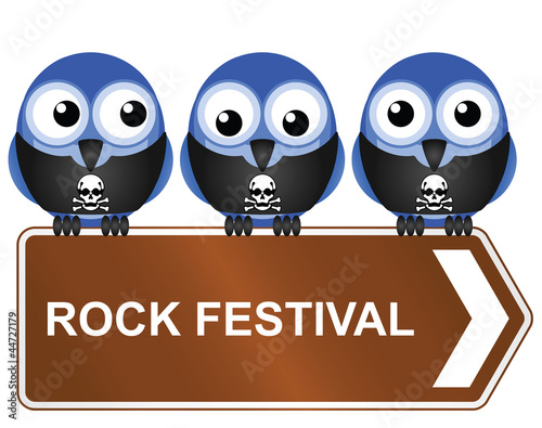 Comical rock festival sign