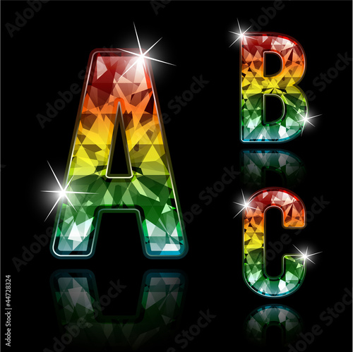 Diamond colorful letters set