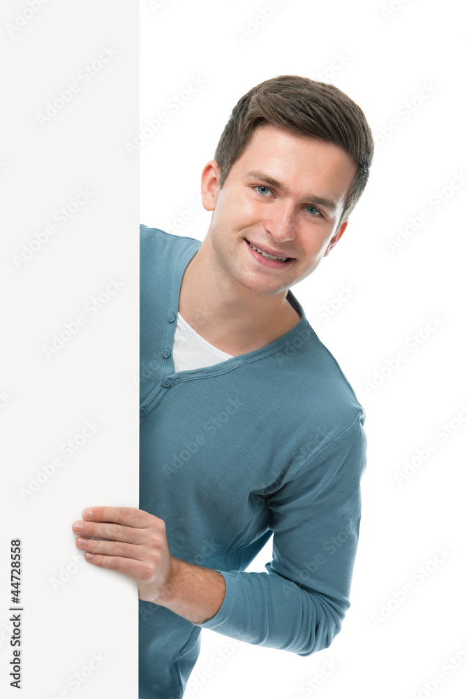 Teenager mit Werbeschild Teenager mit Werbeschild