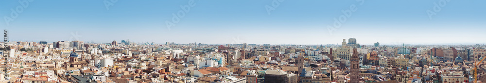 Panoramic view of the roofs of Valencia, Spain.
