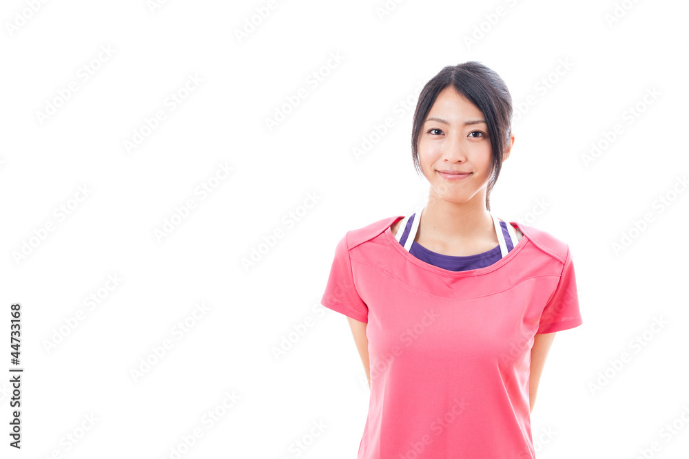 a beautiful asian woman on white background