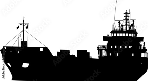 Silhouette of the sea tanker ship