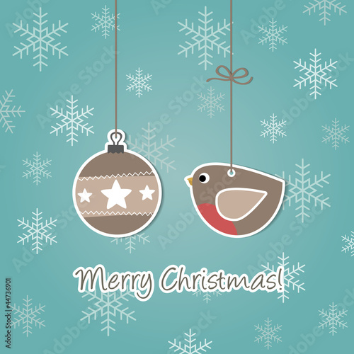 Merry Christmas  - Ball and little bird